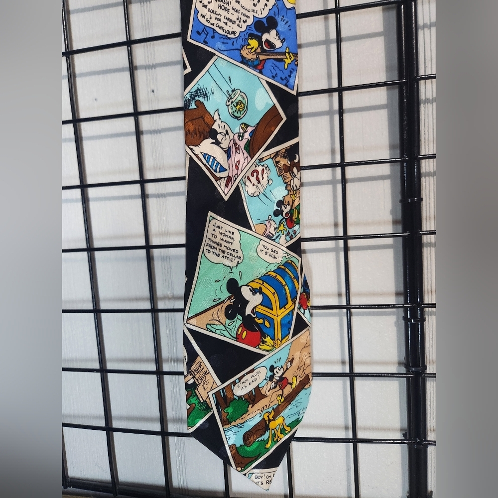 Men's Mickey Inc Disney Mickey Mouse Donald Duck Comic Book Black Multi Neck Tie